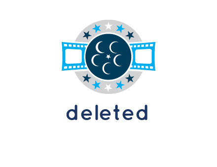 film reel inside the circle with stars logo