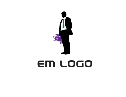 silhouette person holding movie camera logo