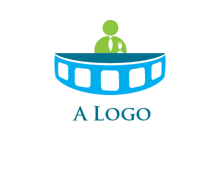 abstract person behind the film reel table logo