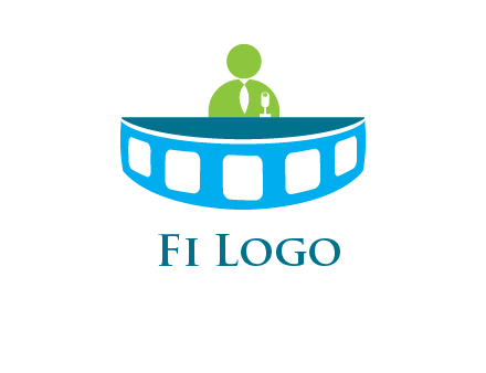 abstract person behind the film reel table logo