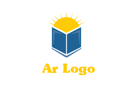 sun behind the abstract book logo