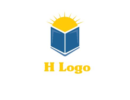 sun behind the abstract book logo