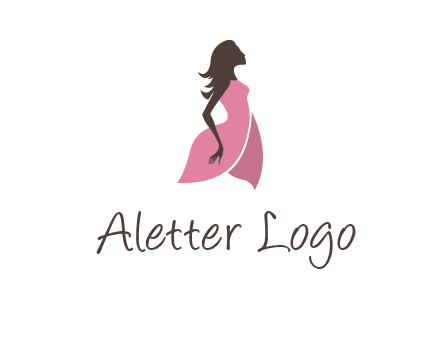 silhouette glamour girl wearing shoulder less dress logo