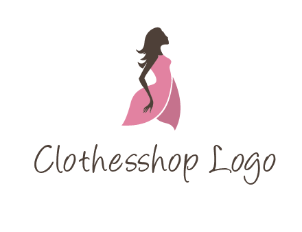 silhouette glamour girl wearing shoulder less dress logo