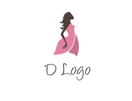 silhouette glamour girl wearing shoulder less dress logo