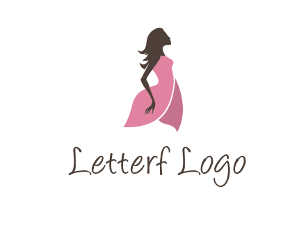 silhouette glamour girl wearing shoulder less dress logo