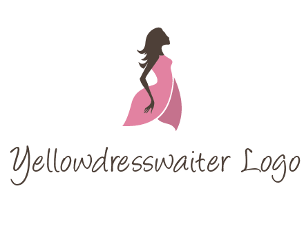 silhouette glamour girl wearing shoulder less dress logo