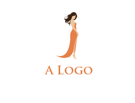 beautiful girl wearing backless dress logo