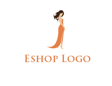 beautiful girl wearing backless dress logo