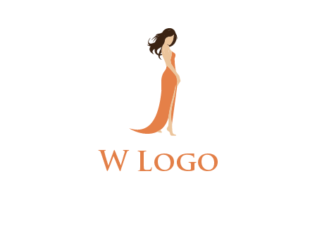 beautiful girl wearing backless dress logo