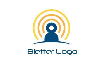 abstract person placed in front of communication circles logo