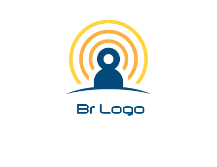 abstract person placed in front of communication circles logo