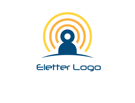 abstract person placed in front of communication circles logo