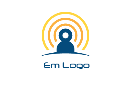 abstract person placed in front of communication circles logo