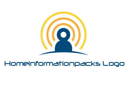 abstract person placed in front of communication circles logo