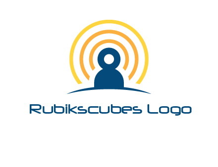 abstract person placed in front of communication circles logo