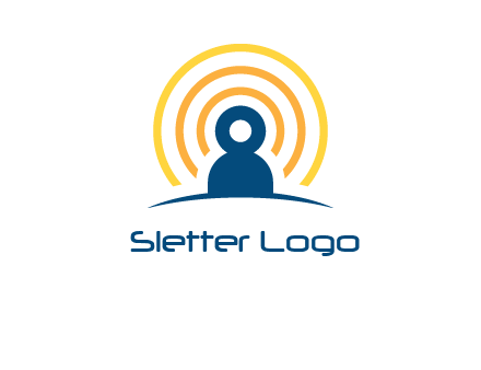 abstract person placed in front of communication circles logo