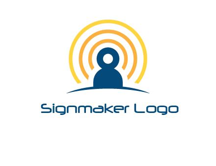 abstract person placed in front of communication circles logo