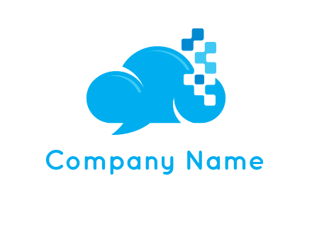 cloud forming speech bubble with technology squares connection logo