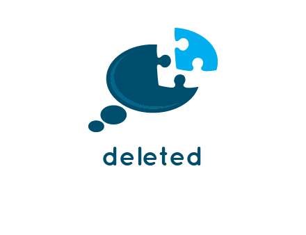 speech bubble incorporated with puzzle logo