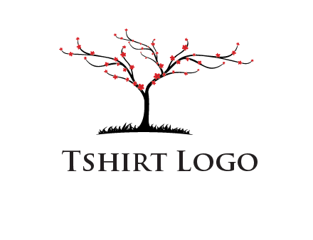 tree with flowers on grass logo