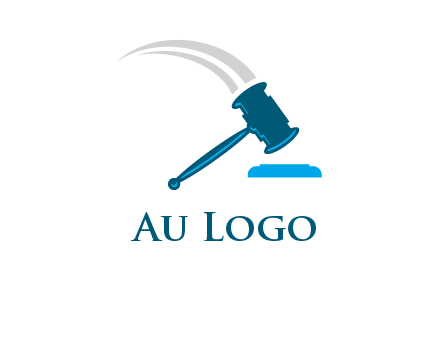 gavel with swooshes logo