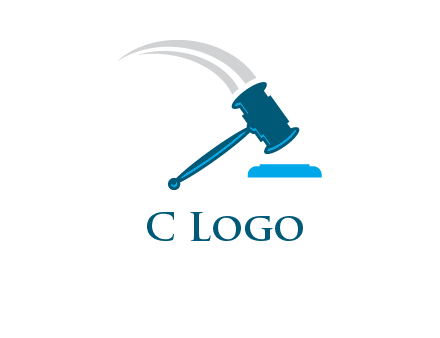 gavel with swooshes logo