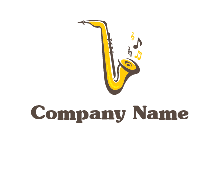 abstract saxophone with music notes logo