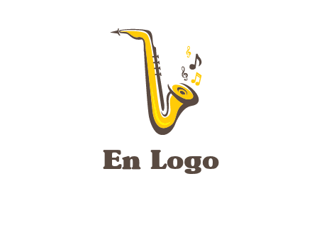 abstract saxophone with music notes logo