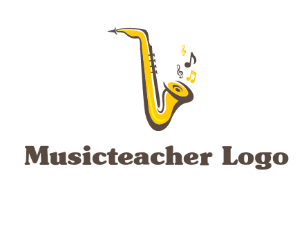 abstract saxophone with music notes logo