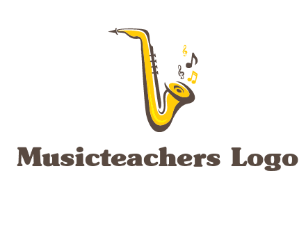 abstract saxophone with music notes logo