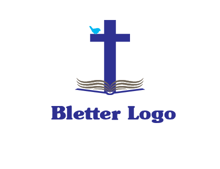 cross with abstract book and bird logo