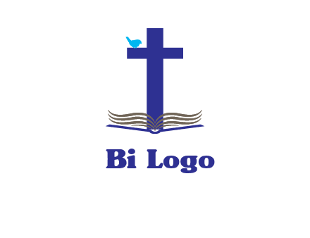 cross with abstract book and bird logo