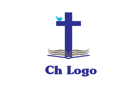 cross with abstract book and bird logo