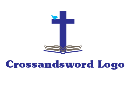 cross with abstract book and bird logo