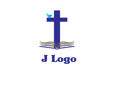 cross with abstract book and bird logo