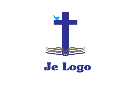 cross with abstract book and bird logo