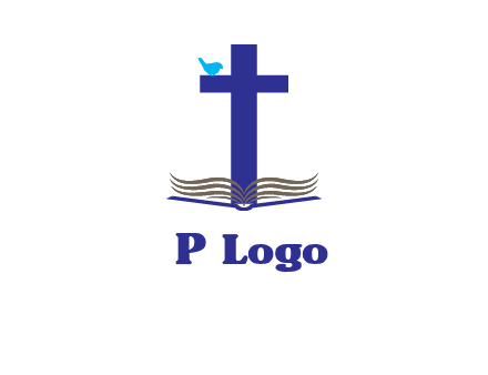 cross with abstract book and bird logo