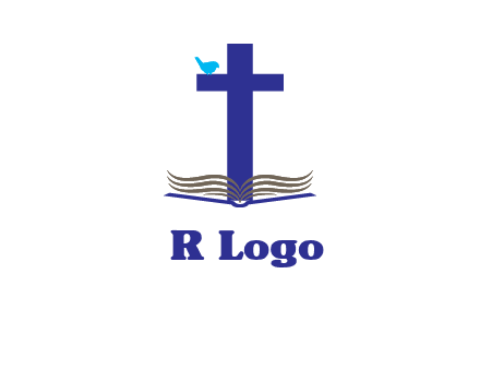 cross with abstract book and bird logo