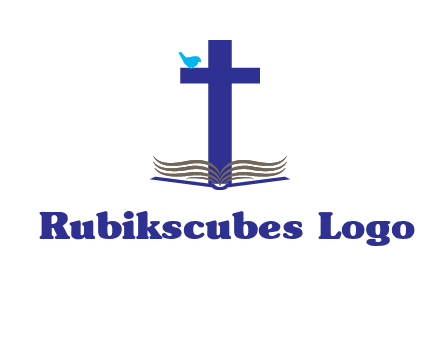 cross with abstract book and bird logo