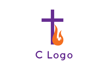 cross with abstract fire icon