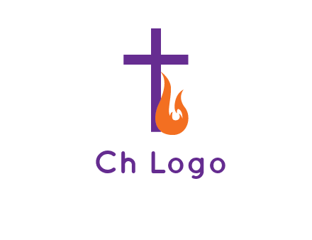 cross with abstract fire icon