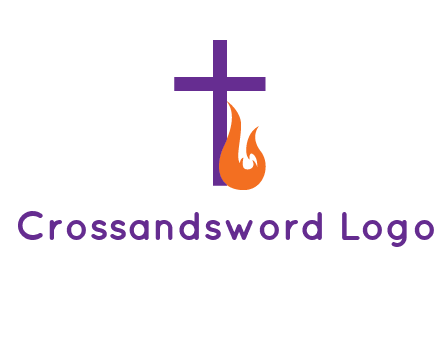 cross with abstract fire icon