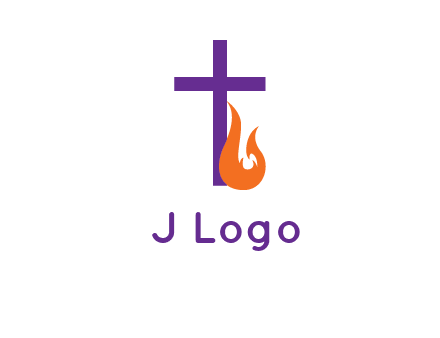 cross with abstract fire icon