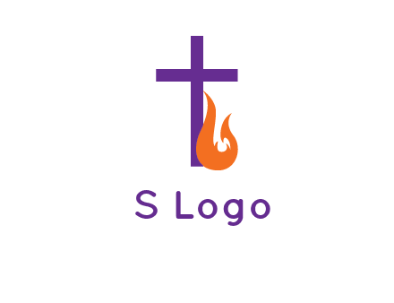 cross with abstract fire icon