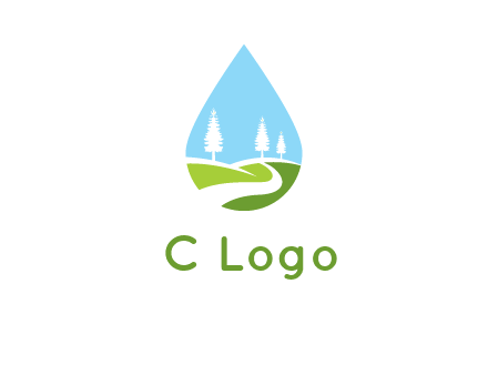 landscape inside the water drop logo