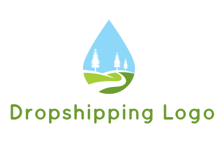 landscape inside the water drop logo