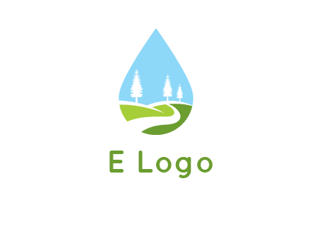 landscape inside the water drop logo