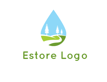 landscape inside the water drop logo