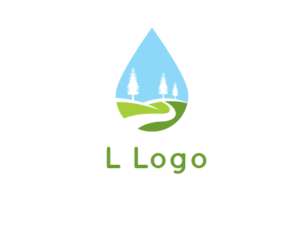 landscape inside the water drop logo